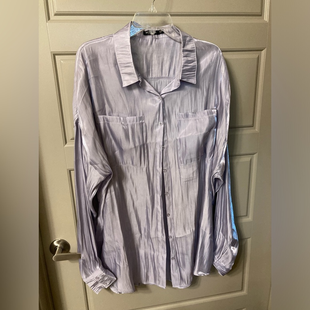 Nasty Gal Metallic  Button-Down Shirt